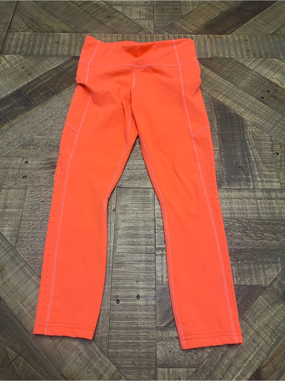 Athleta Contender Laser Cut 7/8 Tight Leggings Neon Orange Size XS